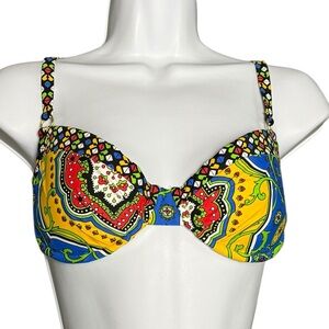 Swim Systems Multi-Color Paisley Underwire Bikini Top - Size Small - Padded